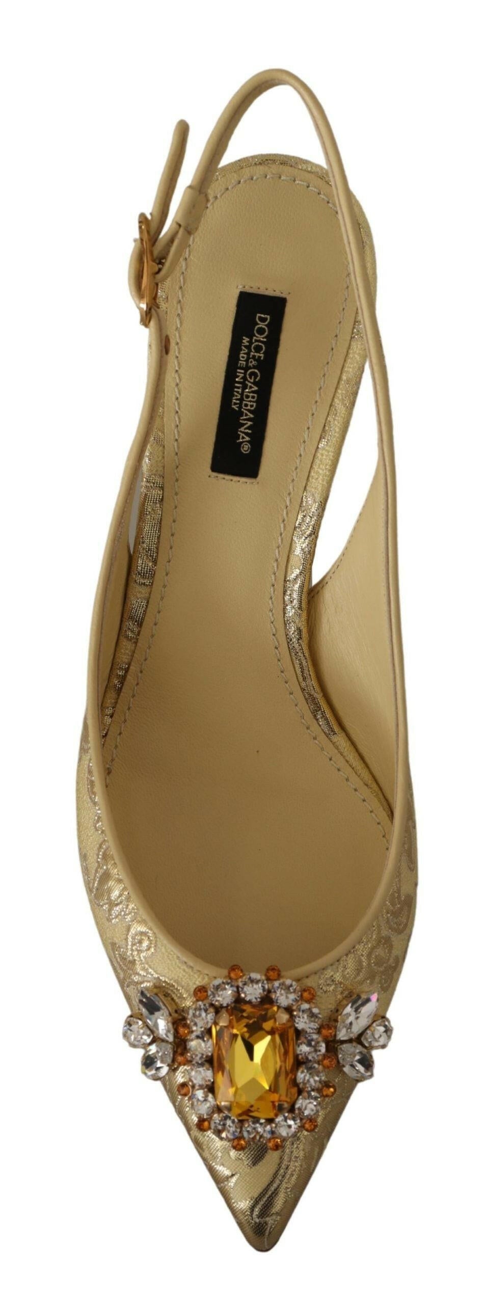 Dolce & Gabbana Gold Crystal Slingbacks Pumps Heels Shoes -   -  Dolce & Gabbana. Dolce & Gabbana Gold Crystal Slingbacks Pumps Heels Shoes -   -  Dolce & Gabbana.