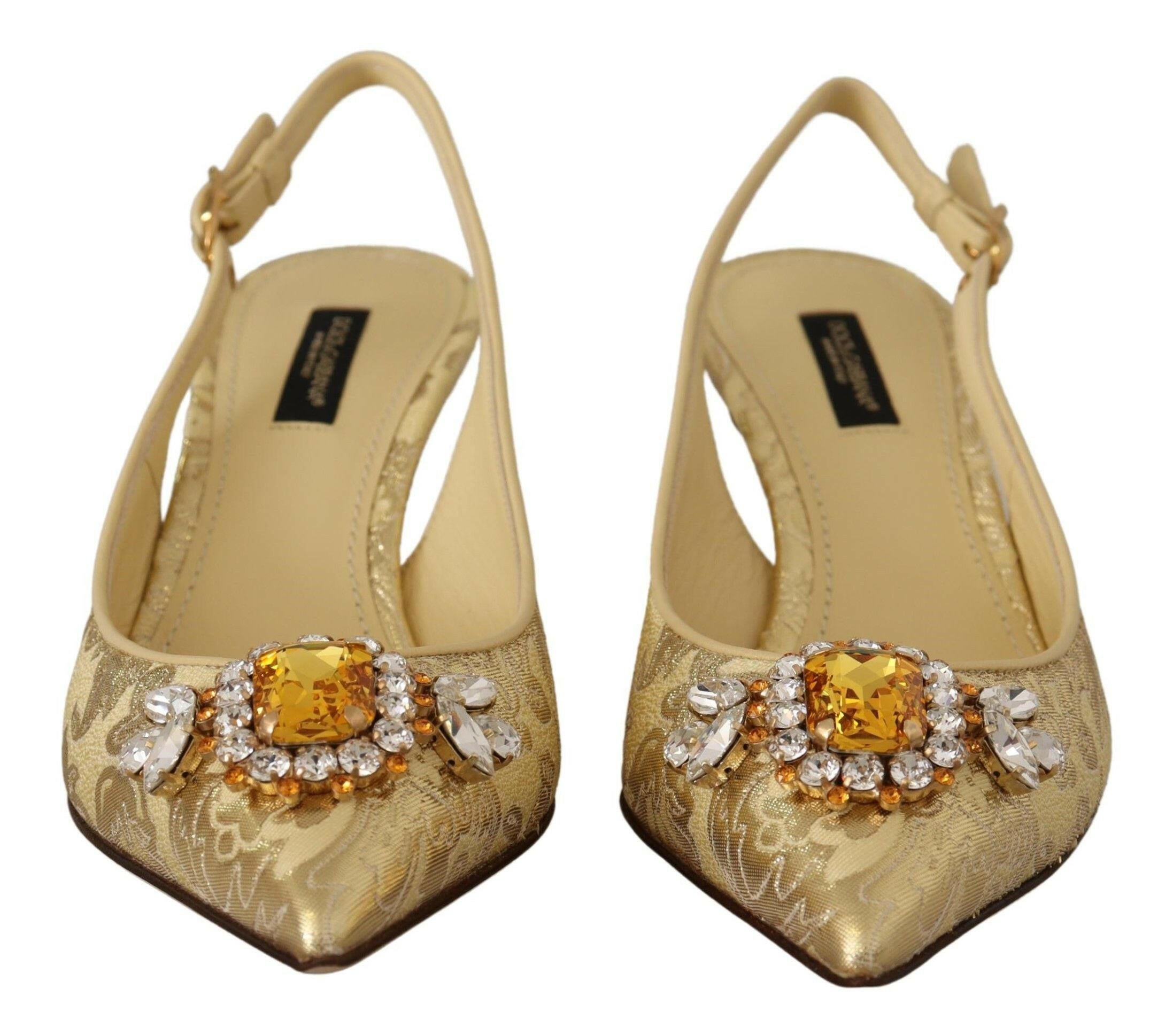 Dolce & Gabbana Gold Crystal Slingbacks Pumps Heels Shoes -   -  Dolce & Gabbana. Dolce & Gabbana Gold Crystal Slingbacks Pumps Heels Shoes -   -  Dolce & Gabbana.