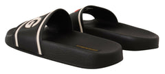 Dolce & Gabbana Black Leather I Love D&G Slides Sandals -   -  Dolce & Gabbana.