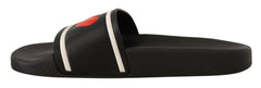Dolce & Gabbana Black Leather I Love D&G Slides Sandals -   -  Dolce & Gabbana.