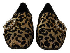 Dolce & Gabbana Gold Leopard Print Crystals Loafers Shoes -   -  Dolce & Gabbana.