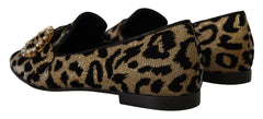 Dolce & Gabbana Gold Leopard Print Crystals Loafers Shoes -   -  Dolce & Gabbana.