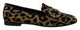Dolce & Gabbana Gold Leopard Print Crystals Loafers Shoes -   -  Dolce & Gabbana.