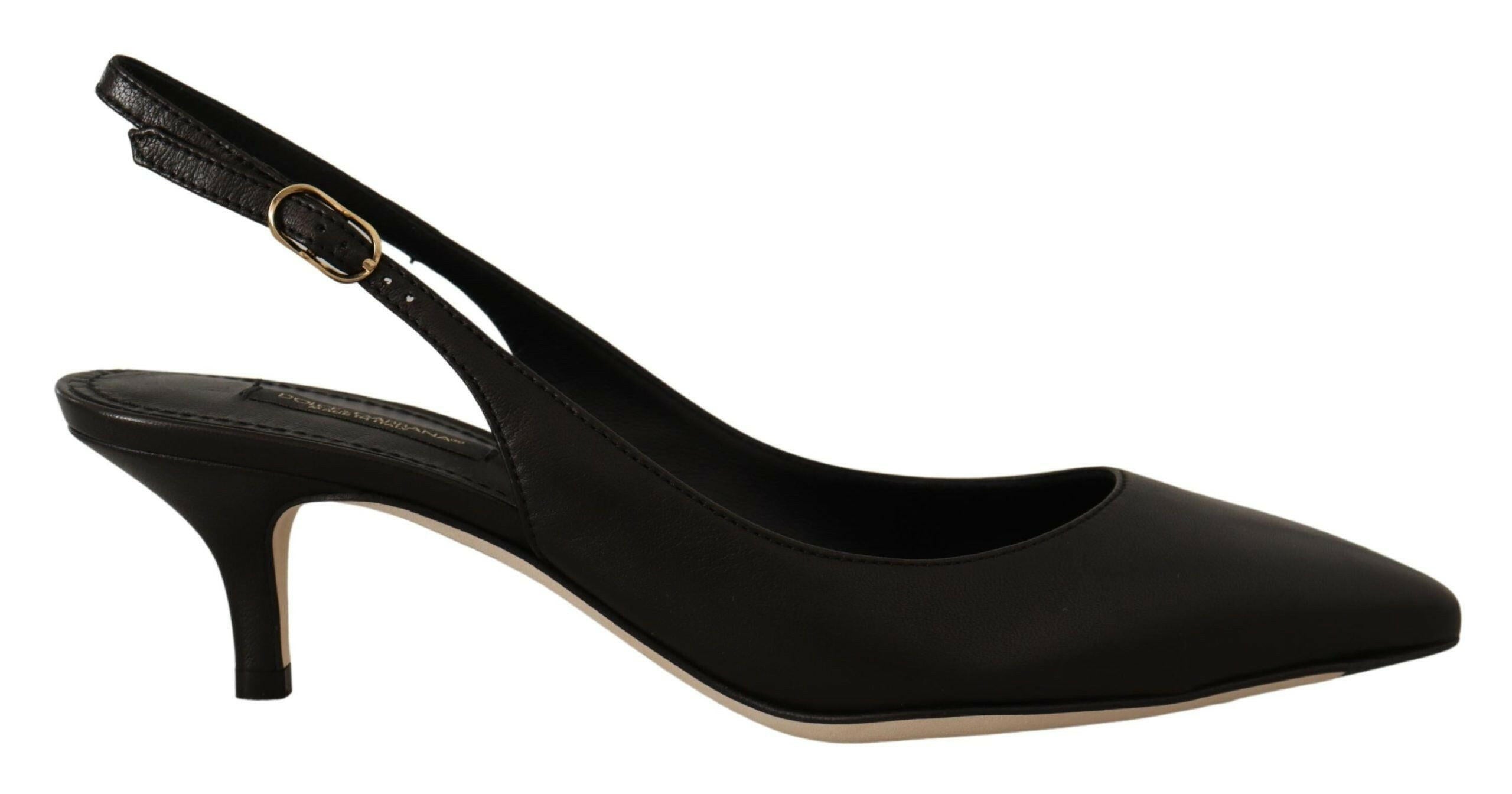 Dolce & Gabbana Black Leather Slingbacks Heels Pumps Shoes -   -  Dolce & Gabbana.