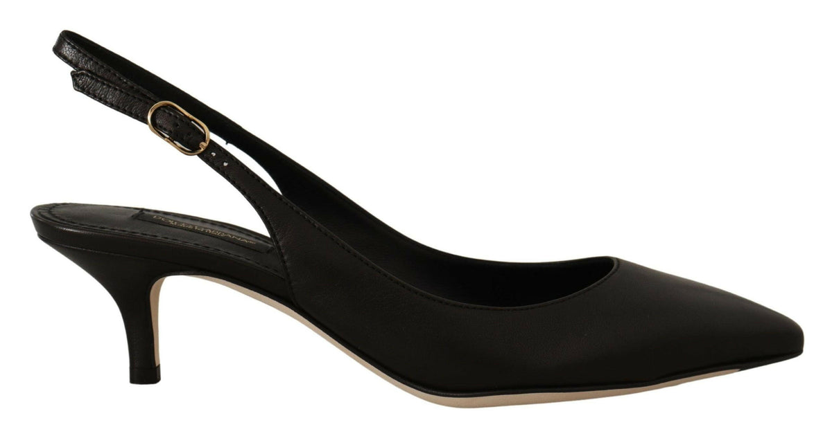Dolce & Gabbana Black Leather Slingbacks Heels Pumps Shoes -   -  Dolce & Gabbana.