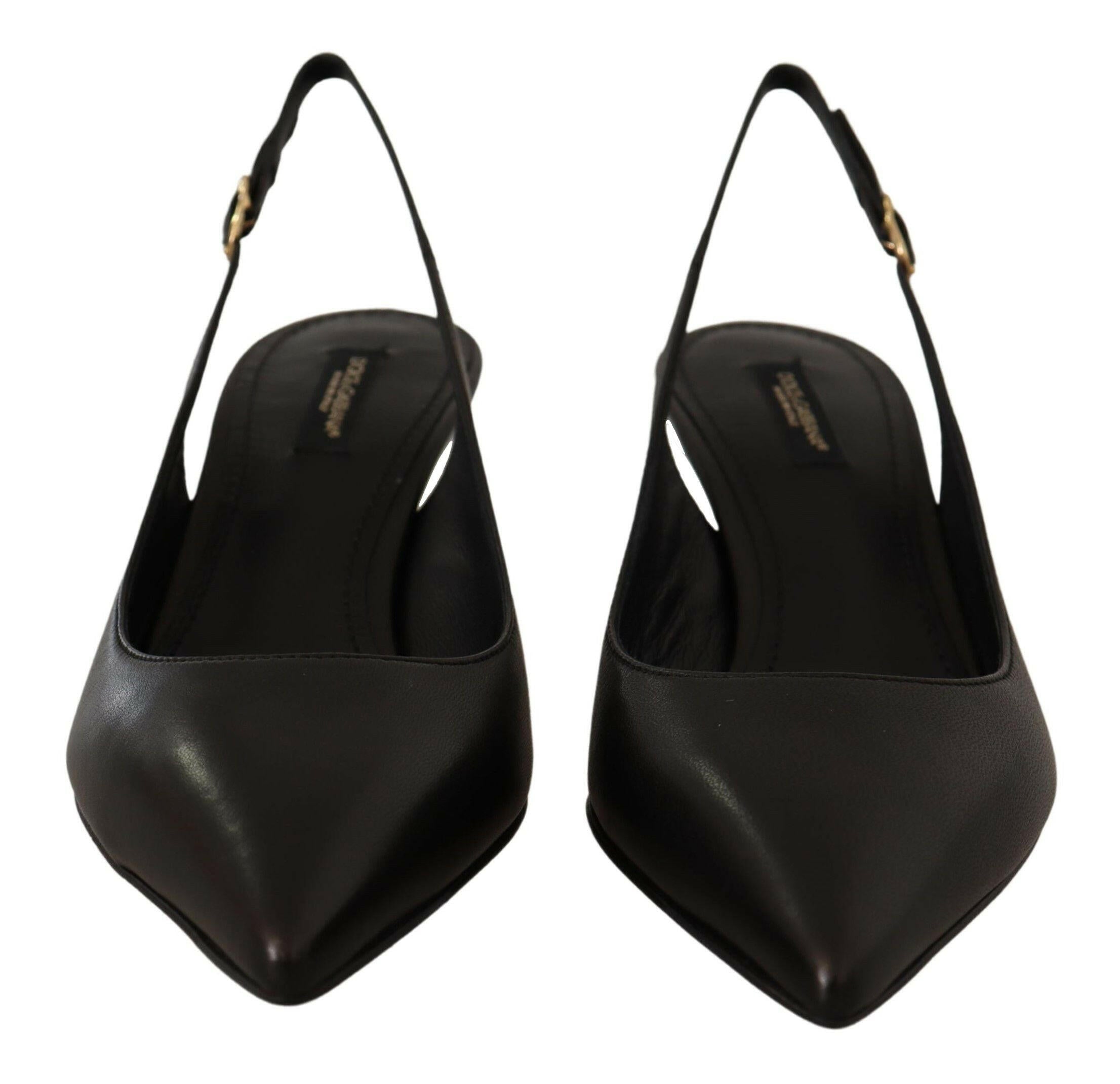Dolce & Gabbana Black Leather Slingbacks Heels Pumps Shoes -   -  Dolce & Gabbana. Dolce & Gabbana Black Leather Slingbacks Heels Pumps Shoes -   -  Dolce & Gabbana.