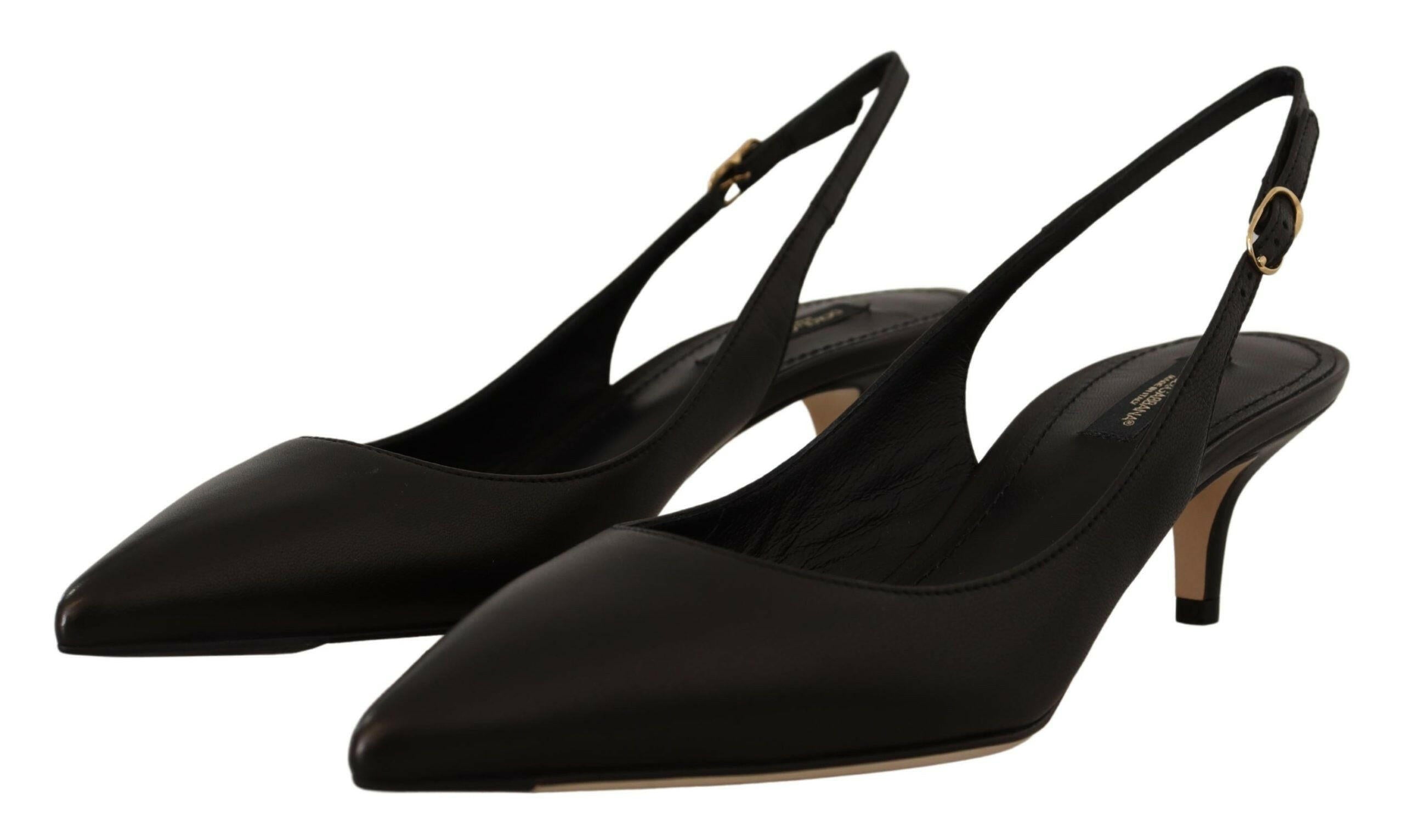 Dolce & Gabbana Black Leather Slingbacks Heels Pumps Shoes -   -  Dolce & Gabbana. Dolce & Gabbana Black Leather Slingbacks Heels Pumps Shoes -   -  Dolce & Gabbana.