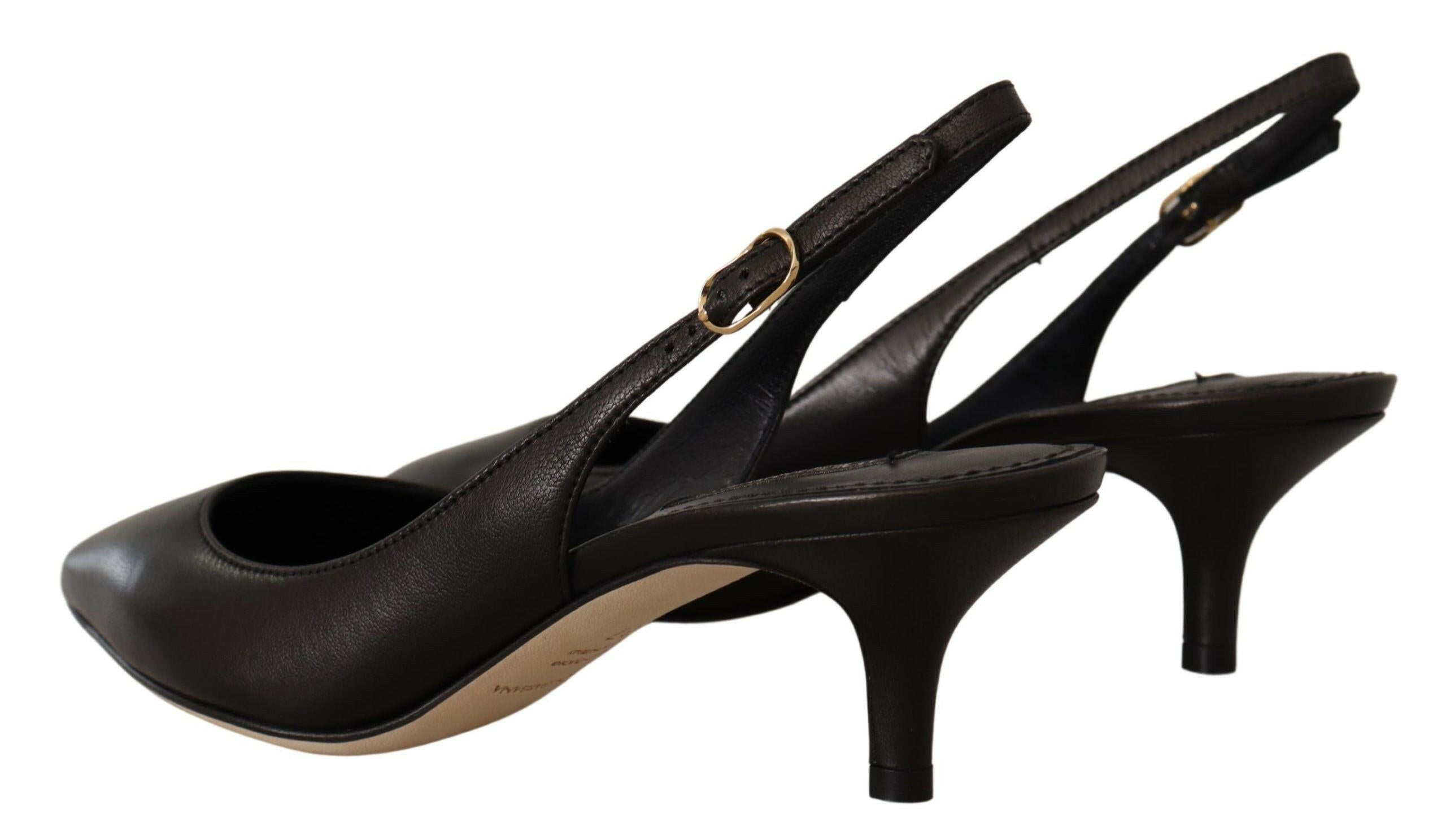 Dolce & Gabbana Black Leather Slingbacks Heels Pumps Shoes -   -  Dolce & Gabbana. Dolce & Gabbana Black Leather Slingbacks Heels Pumps Shoes -   -  Dolce & Gabbana.