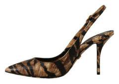 Dolce & Gabbana Brown Slingbacks Leather Tiger Shoes -   -  Dolce & Gabbana.