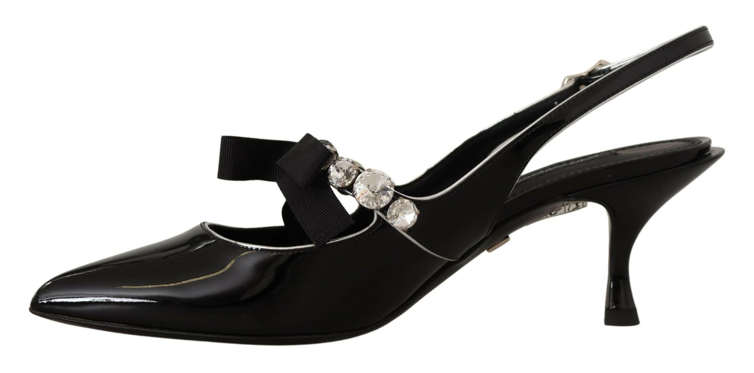 Dolce & Gabbana Black Patent Leather Crystal Slingbacks Shoes -   -  Dolce & Gabbana. Dolce & Gabbana Black Patent Leather Crystal Slingbacks Shoes -   -  Dolce & Gabbana.