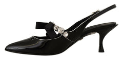 Dolce & Gabbana Black Patent Leather Crystal Slingbacks Shoes -   -  Dolce & Gabbana.