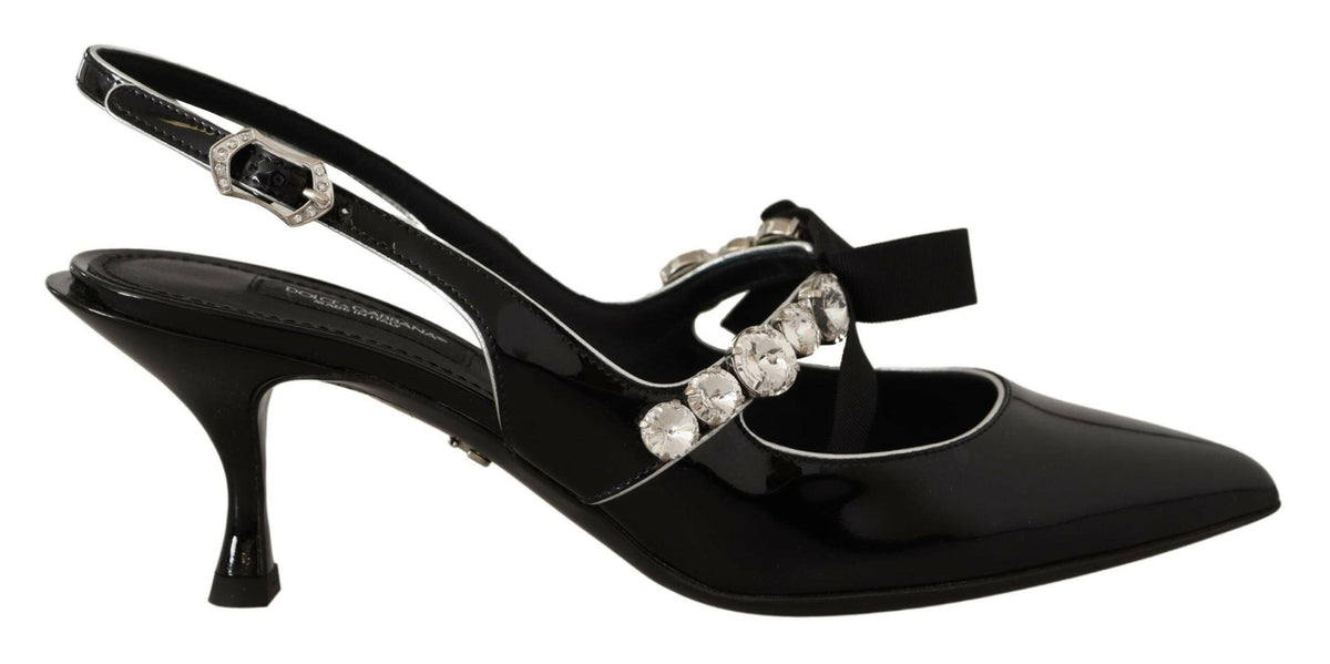 Dolce & Gabbana Black Patent Leather Crystal Slingbacks Shoes -   -  Dolce & Gabbana.