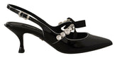 Dolce & Gabbana Black Patent Leather Crystal Slingbacks Shoes -   -  Dolce & Gabbana.