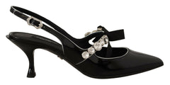 Dolce & Gabbana Black Patent Leather Crystal Slingbacks Shoes -   -  Dolce & Gabbana.
