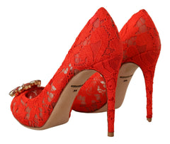 Dolce & Gabbana Red Taormina Lace Crystal Heels Pumps -   -  Dolce & Gabbana.