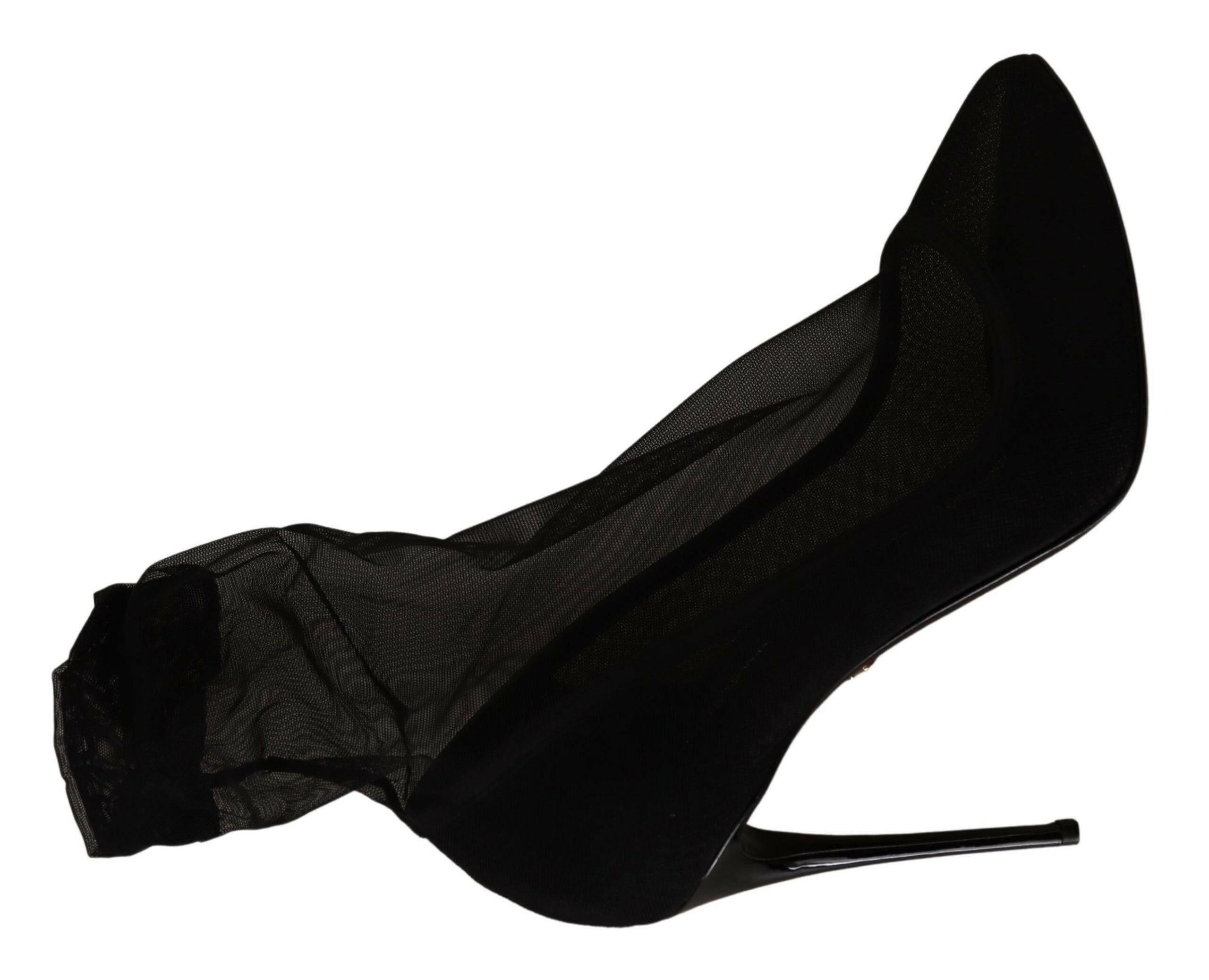 Dolce & Gabbana Black Tulle Stretch Boots Pumps Shoes -   -  Dolce & Gabbana. Dolce & Gabbana Black Tulle Stretch Boots Pumps Shoes -   -  Dolce & Gabbana.