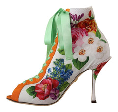 Dolce & Gabbana White Jersey Stretch Boots Open Toes Heels Shoes -   -  Dolce & Gabbana.