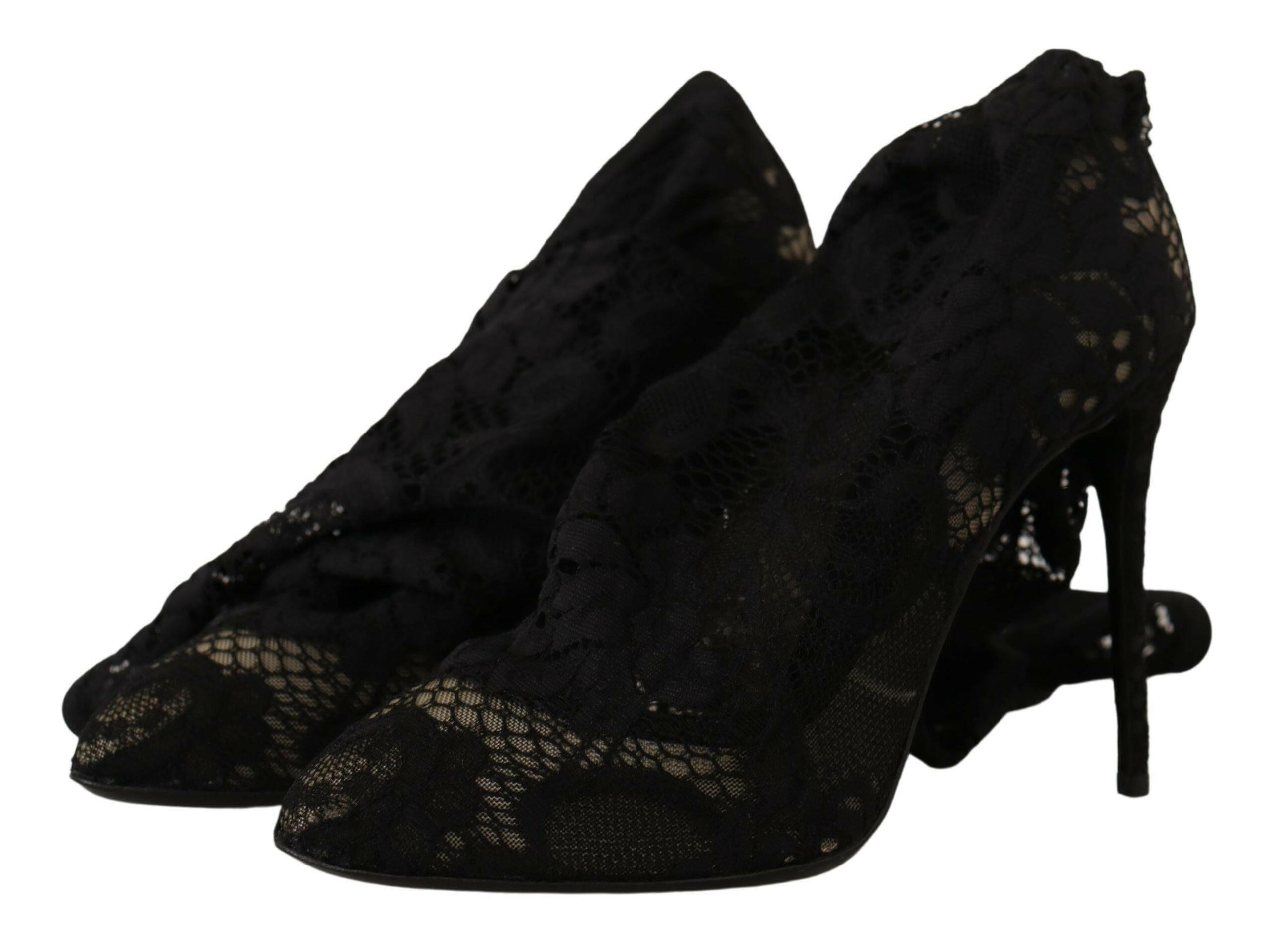 Dolce & Gabbana Black Stretch Socks Taormina Lace Boots Shoes -   -  Dolce & Gabbana. Dolce & Gabbana Black Stretch Socks Taormina Lace Boots Shoes -   -  Dolce & Gabbana.