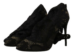Dolce & Gabbana Black Stretch Socks Taormina Lace Boots Shoes -   -  Dolce & Gabbana.