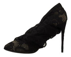 Dolce & Gabbana Black Stretch Socks Taormina Lace Boots Shoes -   -  Dolce & Gabbana.