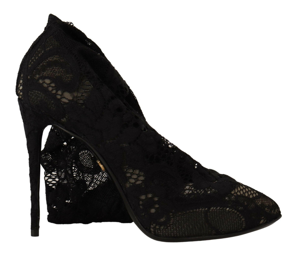 Dolce & Gabbana Black Stretch Socks Taormina Lace Boots Shoes -   -  Dolce & Gabbana.