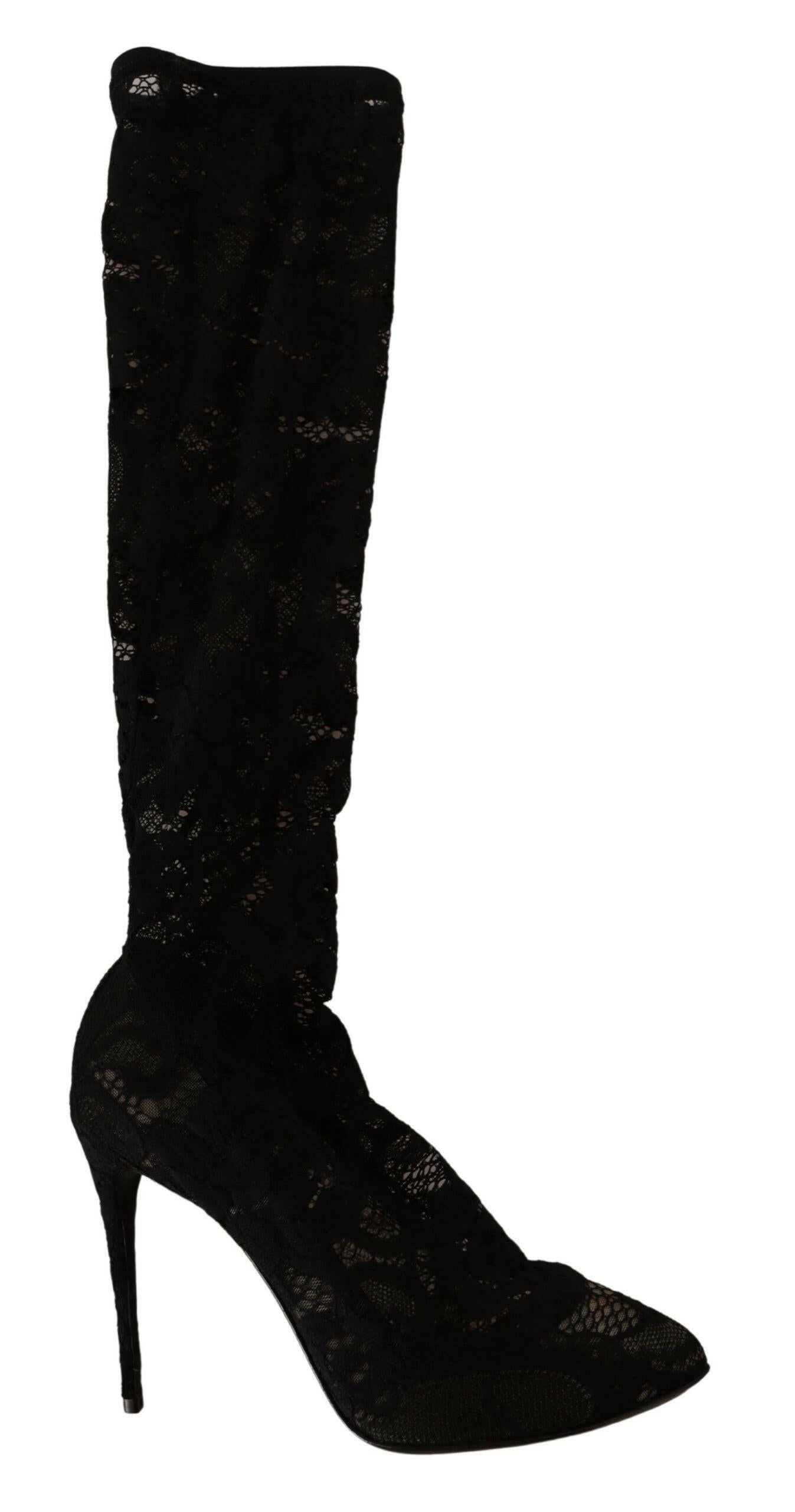 Dolce & Gabbana Black Stretch Socks Taormina Lace Boots Shoes -   -  Dolce & Gabbana. Dolce & Gabbana Black Stretch Socks Taormina Lace Boots Shoes -   -  Dolce & Gabbana.