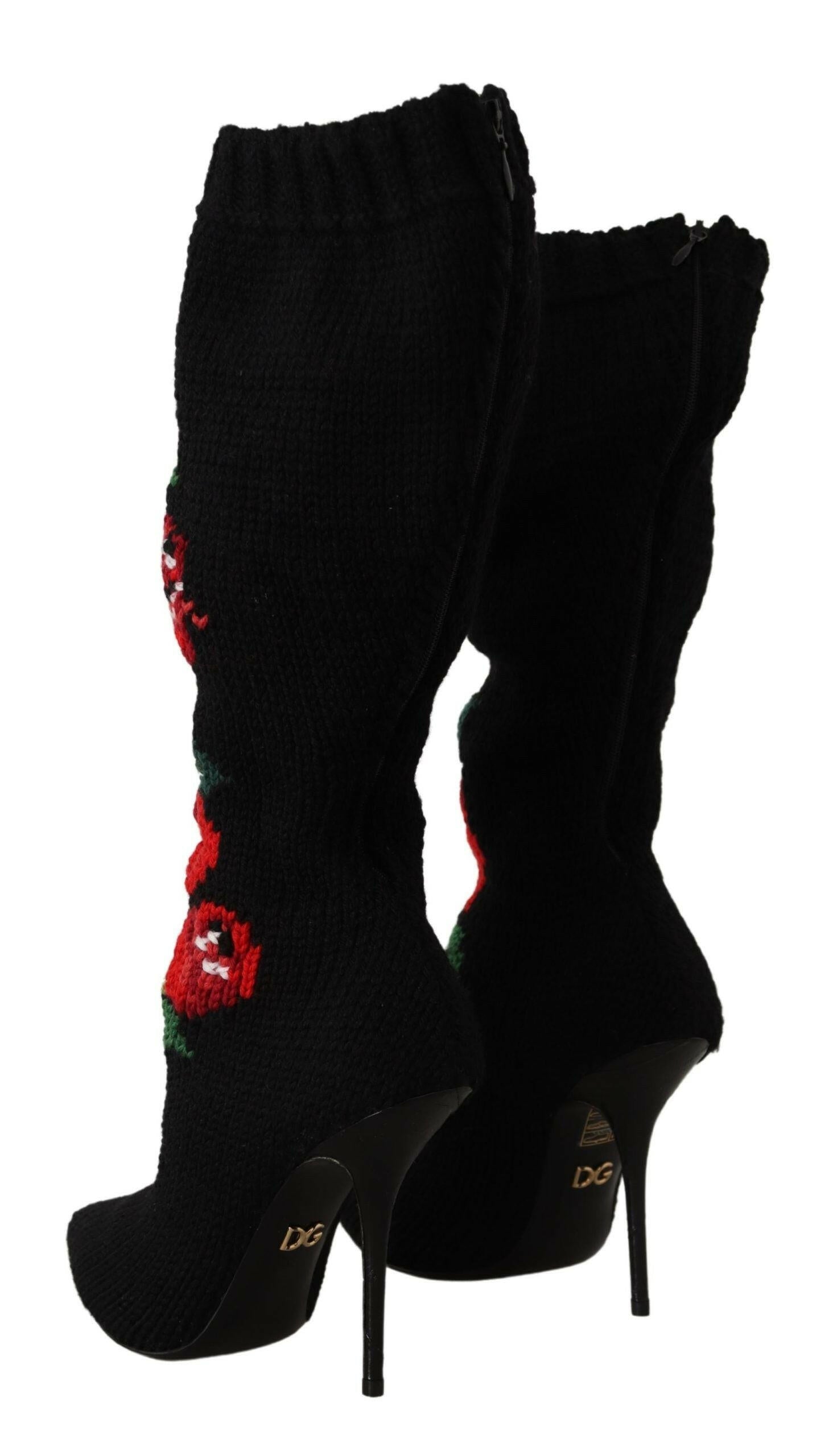 Dolce & Gabbana Black Stretch Socks Red Roses Booties Shoes -   -  Dolce & Gabbana. Dolce & Gabbana Black Stretch Socks Red Roses Booties Shoes -   -  Dolce & Gabbana.