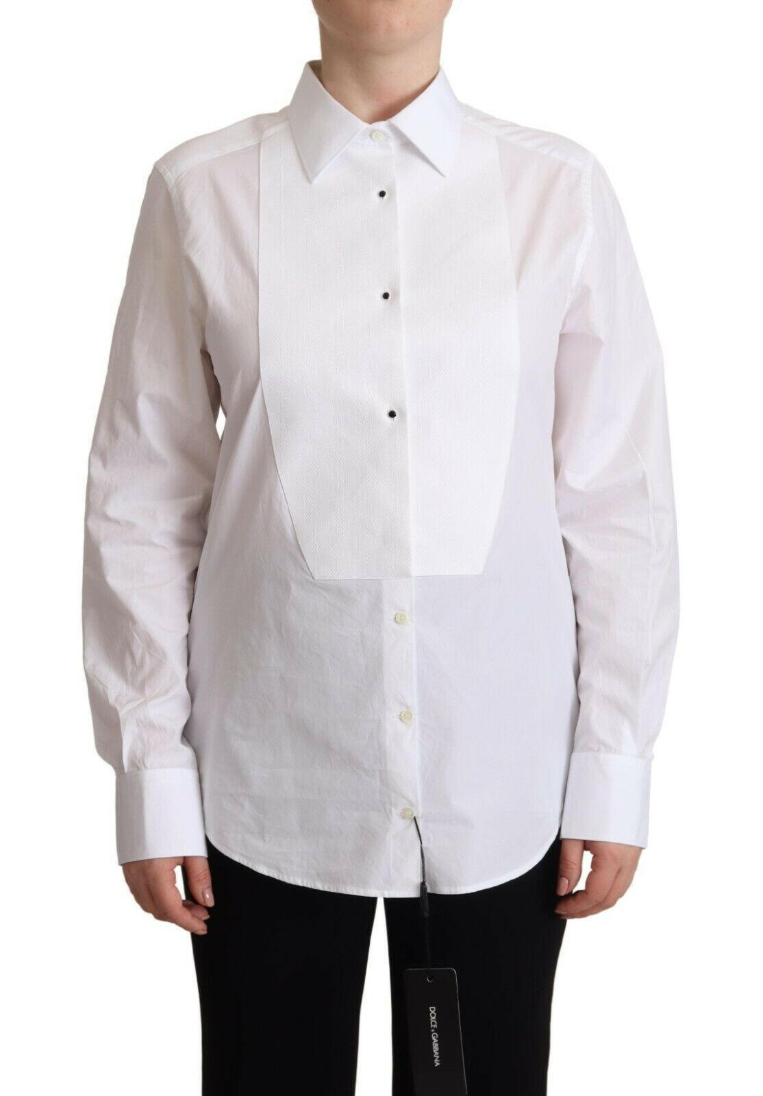 Dolce & Gabbana White Cotton Dress Collared Long Sleeves Shirt Top -   -  Dolce & Gabbana.