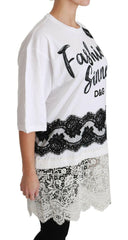 Dolce & Gabbana White Fashion Sinner Cotton Lace T-shirt Top -   -  Dolce & Gabbana.