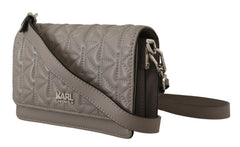 Karl Lagerfeld Elegant Grey Leather Crossbody Bag -  Luxury Cross Body Bag for Women -  Karl Lagerfeld.