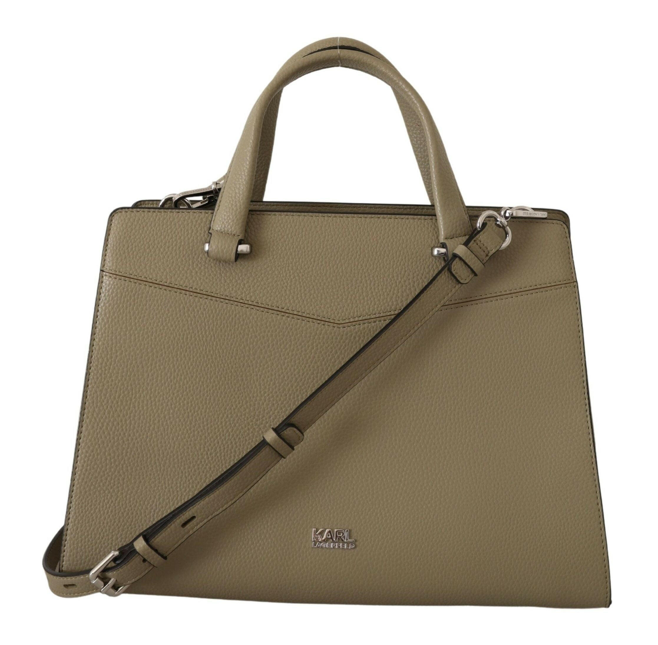 Karl Lagerfeld Enchanting Sage Green Leather Tote -  Luxury Shopper Bag for Women -  Karl Lagerfeld.