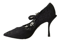 Dolce & Gabbana Black Lace Crystals Heels Mary Jane Pumps Shoes -   -  Dolce & Gabbana.