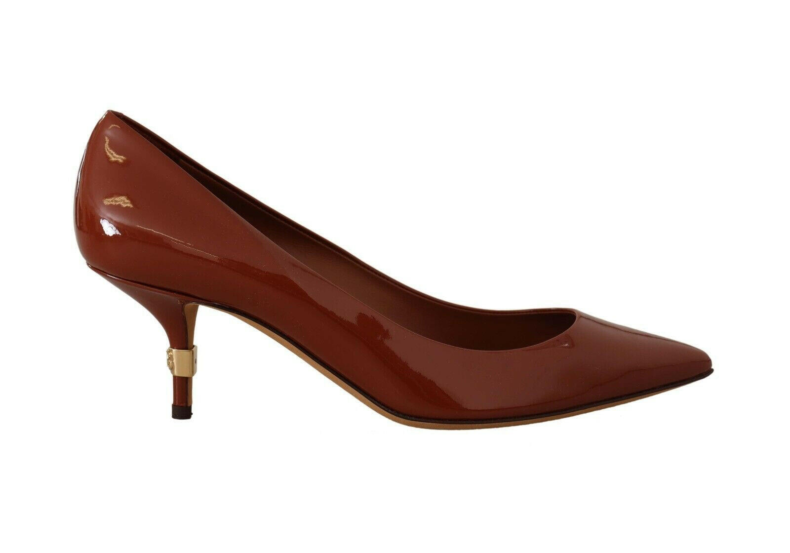 Dolce & Gabbana Brown Kitten Heels Pumps Patent Leather Shoes -   -  Dolce & Gabbana.