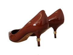 Dolce & Gabbana Brown Kitten Heels Pumps Patent Leather Shoes -   -  Dolce & Gabbana.