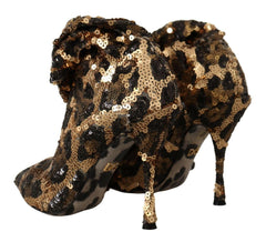 Dolce & Gabbana Gold Leopard Sequins Heels Boots Shoes -   -  Dolce & Gabbana.