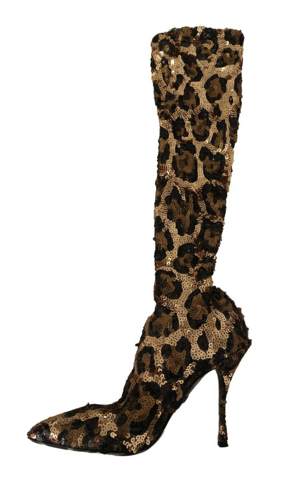 Dolce & Gabbana Gold Leopard Sequins Heels Boots Shoes -   -  Dolce & Gabbana. Dolce & Gabbana Gold Leopard Sequins Heels Boots Shoes -   -  Dolce & Gabbana.