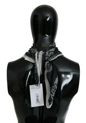 Costume National Dark Gray Wool Foulard Branded Scarf -   -  Costume National.