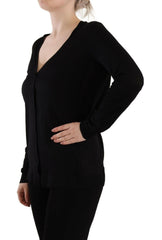 Dolce & Gabbana Black Wool V-neck Long Sleeves Pullover Top - - Dolce & Gabbana.