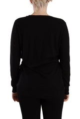Dolce & Gabbana Black Wool V-neck Long Sleeves Pullover Top - - Dolce & Gabbana.