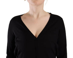 Dolce & Gabbana Black Wool V-neck Long Sleeves Pullover Top - - Dolce & Gabbana.