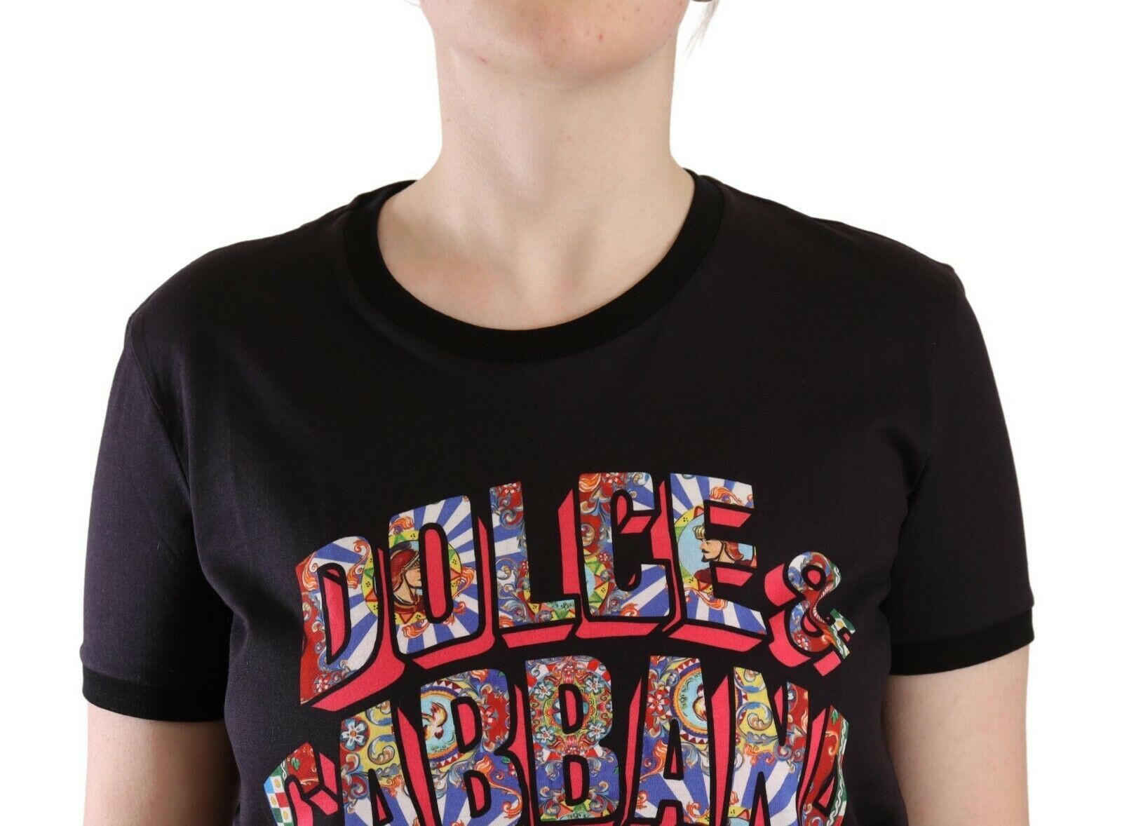 Dolce & Gabbana Black Logo Print Cotton Crew Neck Tee T-shirt -   -  Dolce & Gabbana. Dolce & Gabbana Black Logo Print Cotton Crew Neck Tee T-shirt -   -  Dolce & Gabbana.