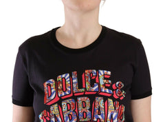 Dolce & Gabbana Black Logo Print Cotton Crew Neck Tee T-shirt -   -  Dolce & Gabbana.