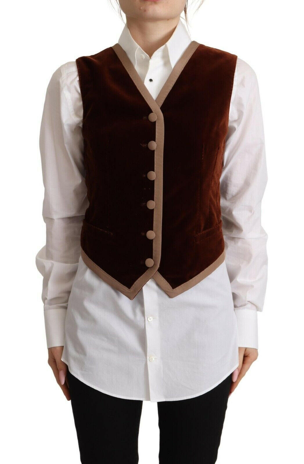 Dolce & Gabbana Bordeaux Velvet Cotton V-neck Sleeveless Vest Top -   -  Dolce & Gabbana.