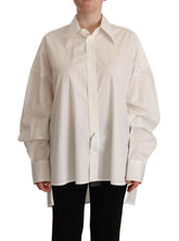 Dolce & Gabbana White Cotton Button Up Collared Long Sleeve Top -   -  Dolce & Gabbana.
