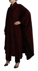 Dolce & Gabbana Black Red Cotton Checkered Over Coat Jacket -   -  Dolce & Gabbana.