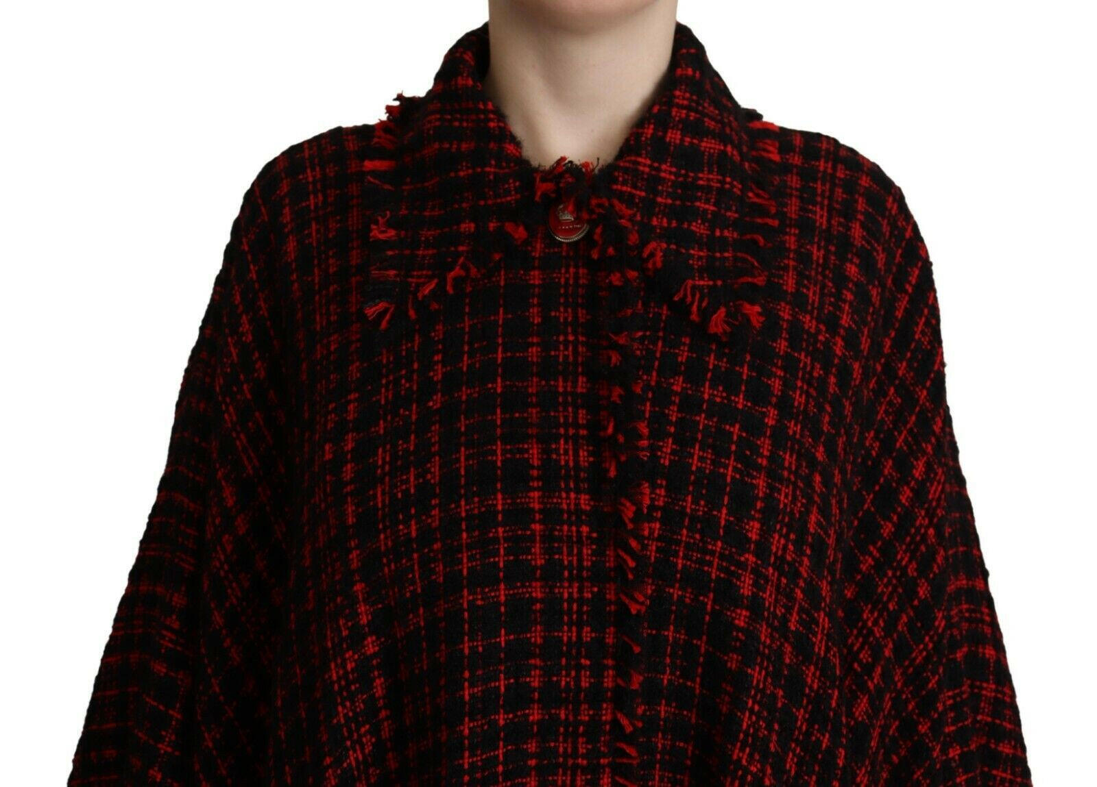 Dolce & Gabbana Black Red Cotton Checkered Over Coat Jacket -   -  Dolce & Gabbana. Dolce & Gabbana Black Red Cotton Checkered Over Coat Jacket -   -  Dolce & Gabbana.