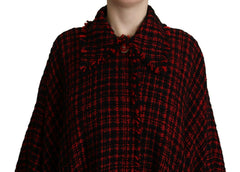 Dolce & Gabbana Black Red Cotton Checkered Over Coat Jacket -   -  Dolce & Gabbana.