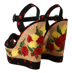 Dolce & Gabbana Multicolor Platform Wedges Sandals Charmeuse Shoes -   -  Dolce & Gabbana.