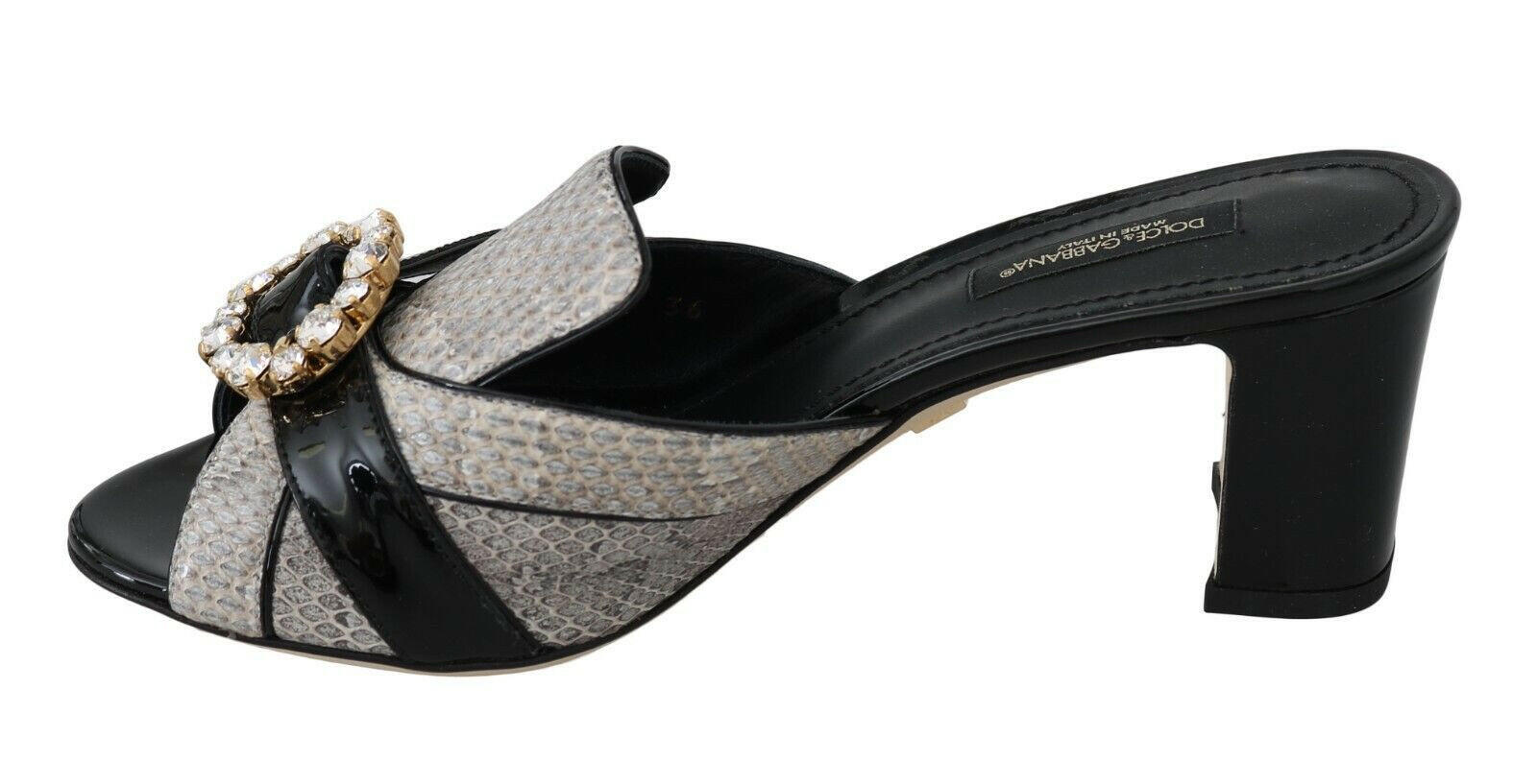 Dolce & Gabbana Black Gray Exotic Leather Crystals Sandals Shoes -   -  Dolce & Gabbana. Dolce & Gabbana Black Gray Exotic Leather Crystals Sandals Shoes -   -  Dolce & Gabbana.