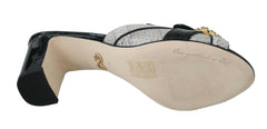 Dolce & Gabbana Black Gray Exotic Leather Crystals Sandals Shoes -   -  Dolce & Gabbana.